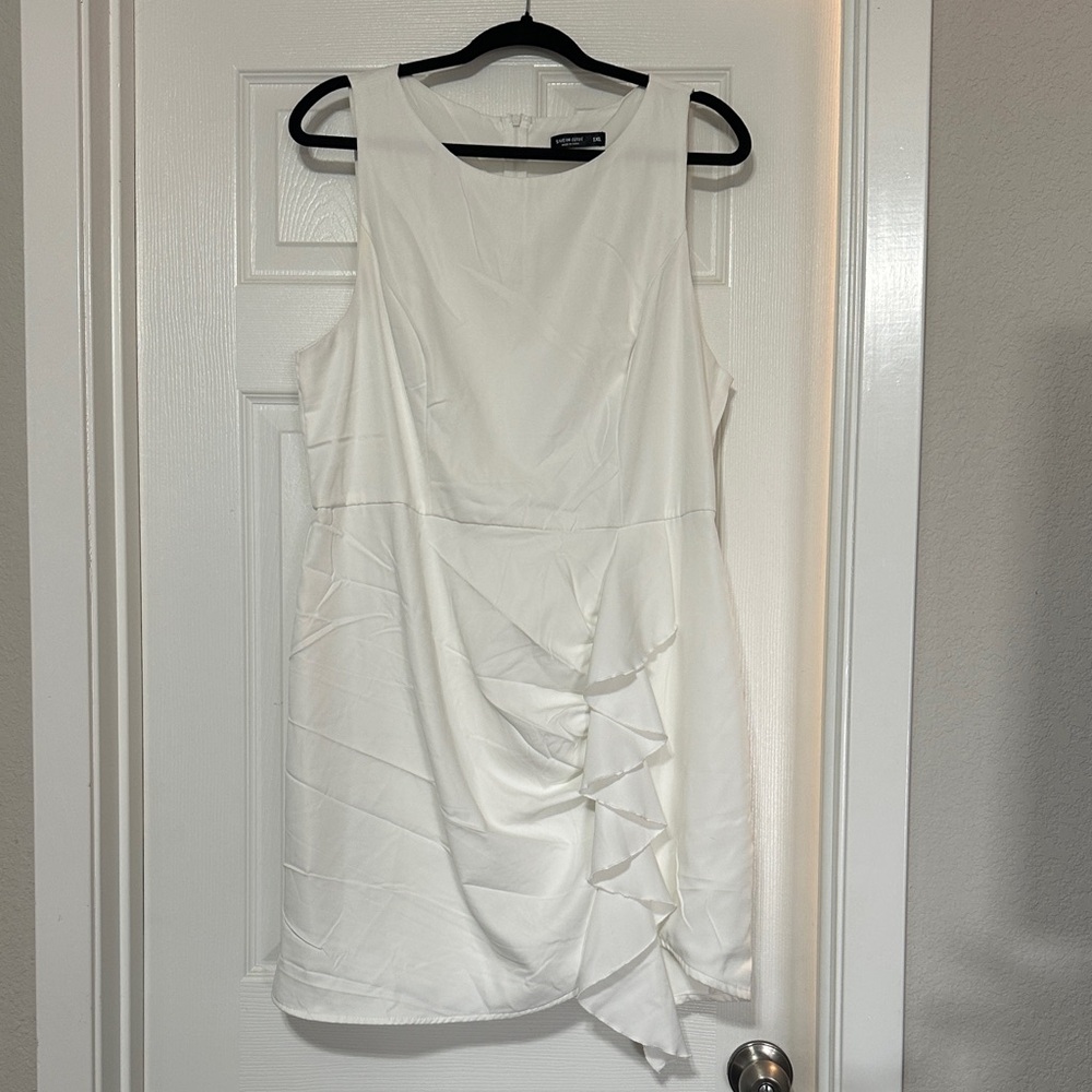Shein Curve Elegant White Sleeveless Dress